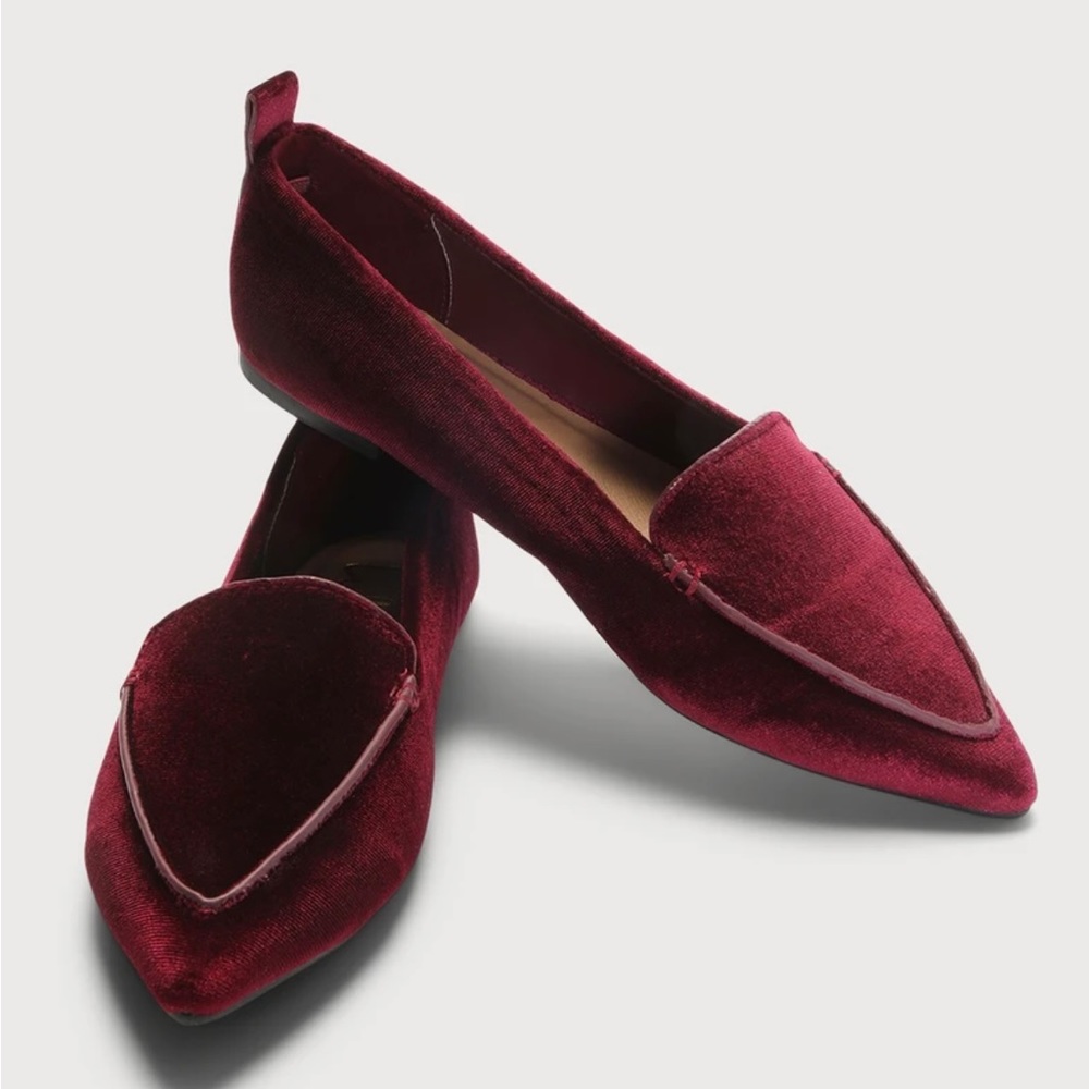 Emmy Wine Red Velvet Pointed Loafers by Lulus sz 7